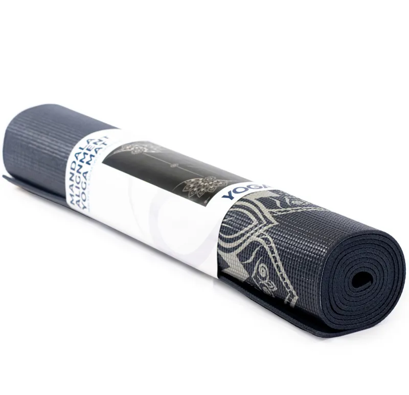 Fitness Mad Mandala Alignment Yoga Mat 4mm Graphite w/Light Grey Print-3